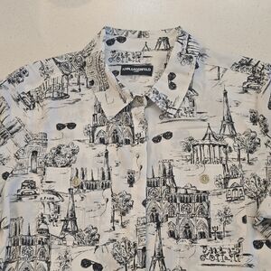 Karl Lagerfeld Black and White Casual Button Down Shirt